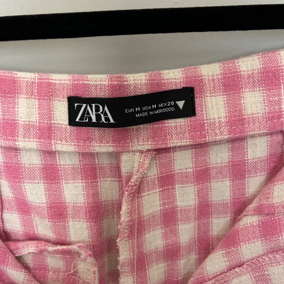 Pink Gingham Wide Leg Trousers - Picture 3 of 5